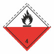 Знак перевозки опасных грузов «Класс 4.2. Вещества, способные к самовозгоранию» (С/О пленка ламинир., 250х250 мм)
